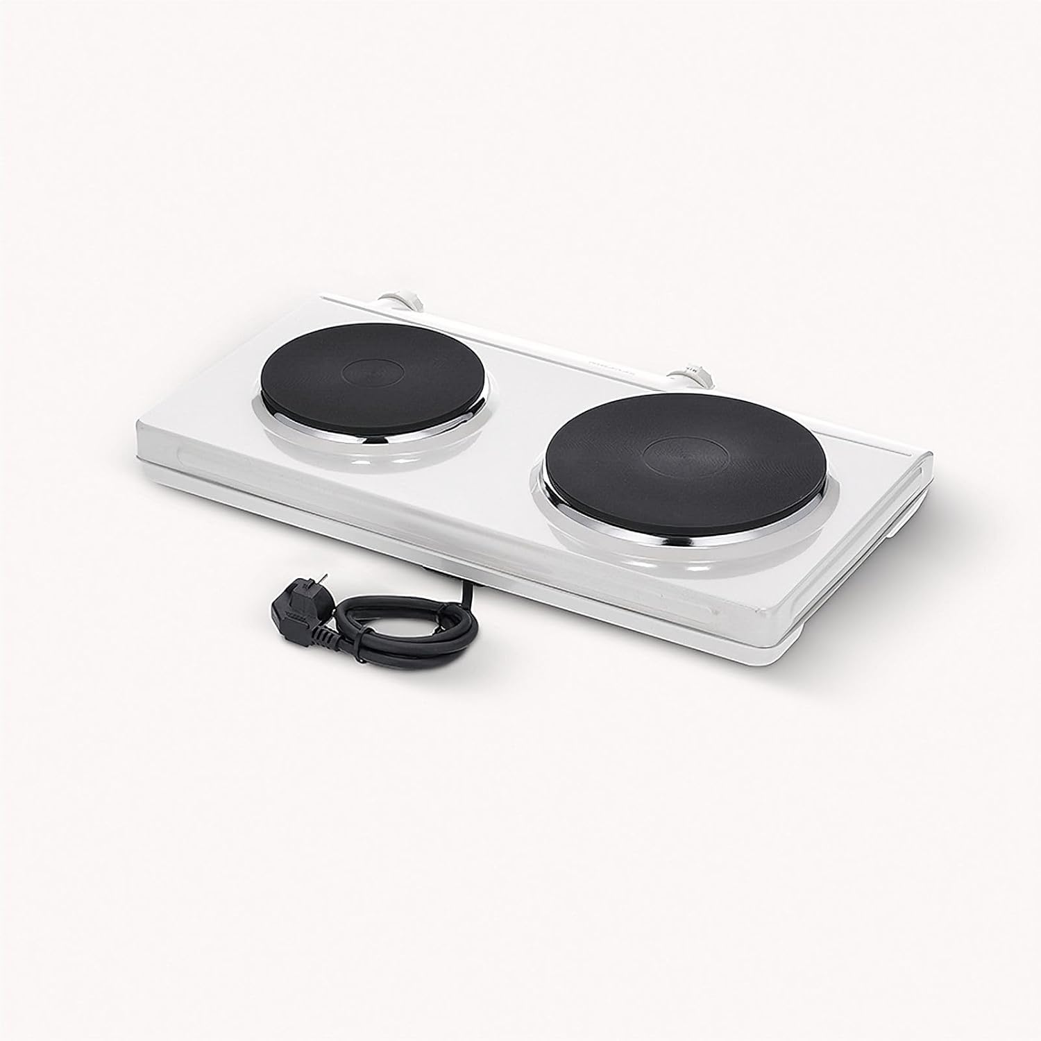 SEVERIN DK 1042 Fornello elettrico a due fuochi, Ø 18 cm x 1.500 W + Ø 15 cm x 1.000 W, Fondelli in ghisa indeformabili, Controllo in continuo della temp. con 2 termostati