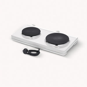 SEVERIN DK 1042 Fornello elettrico a due fuochi, Ø 18 cm x 1.500 W + Ø 15 cm x 1.000 W, Fondelli in ghisa indeformabili, Controllo in continuo della temp. con 2 termostati