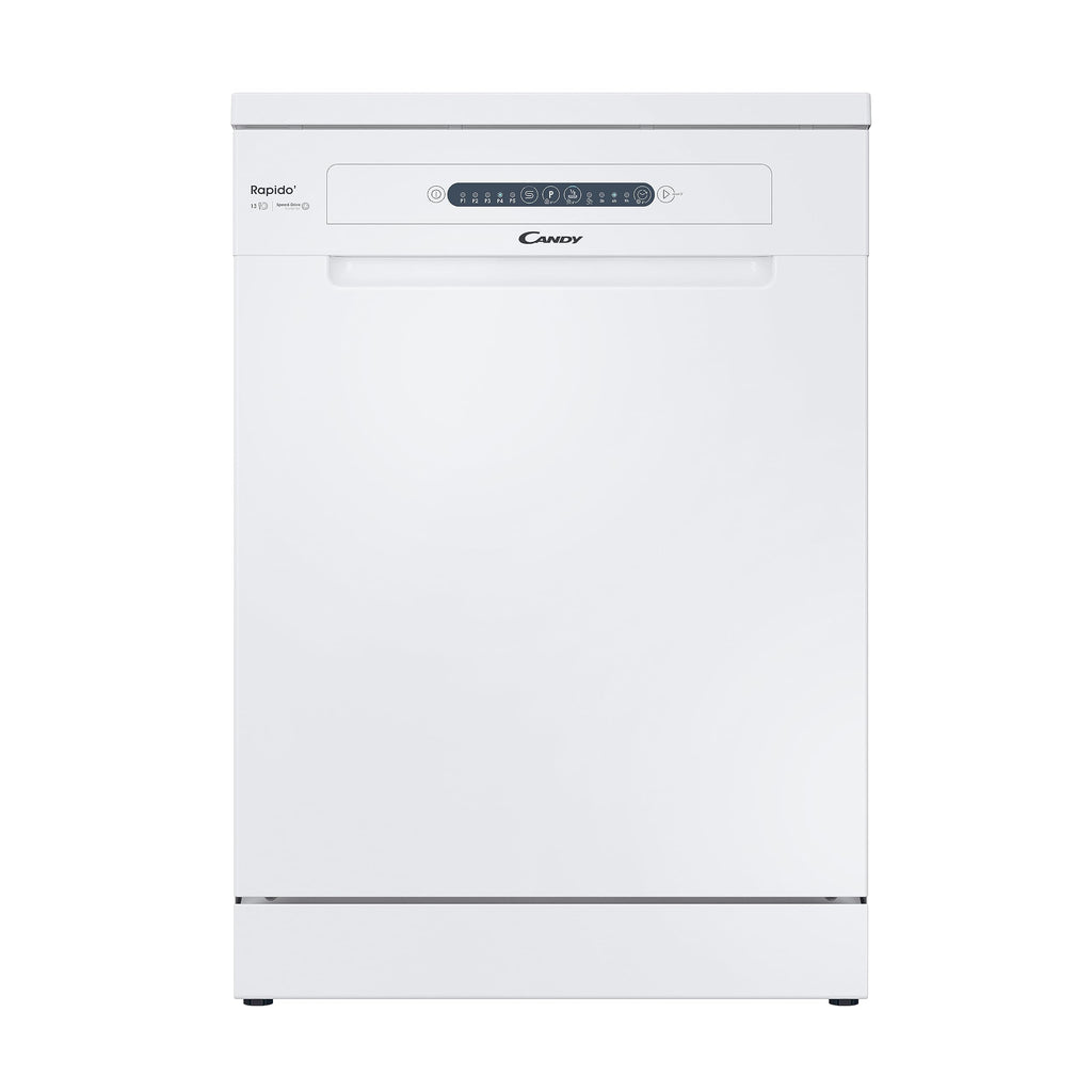 Candy Rapido' Lavastoviglie a Libera Installazione 60 cm, 14 Coperti, 8 Programmi, Partenza Ritardata fino a 9h, Ciclo Rapido 49 Min, Motore Inverter, Classe E, 59,7 x 59,8 x 85 cm, Bianca - CF 3E9E0W