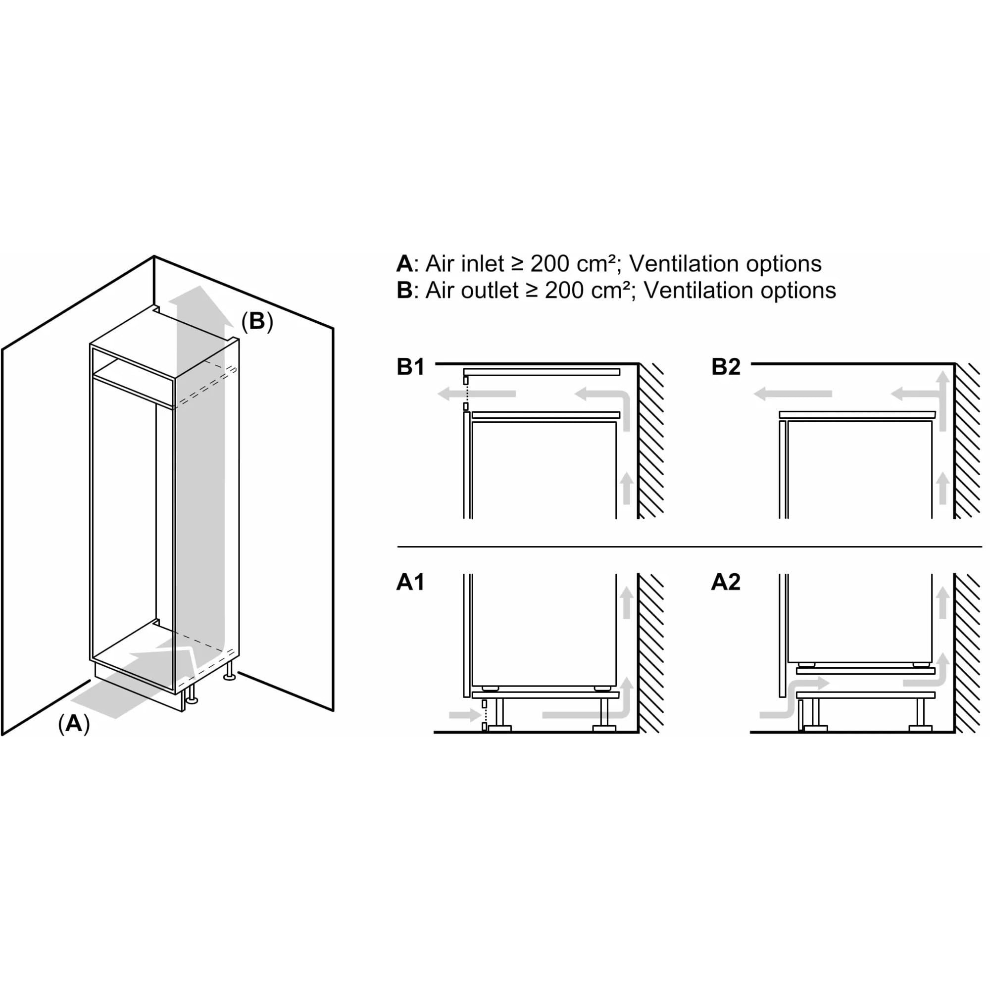 Bosch KIR41ADD1, serie 6, frigorifero da incasso, nicchia 122,5 x 56 cm, prodotto in Germania, freschezza più lunga con VitaFresh XXL, ripiani in vetro di sicurezza, molto silenzioso, raffreddamento