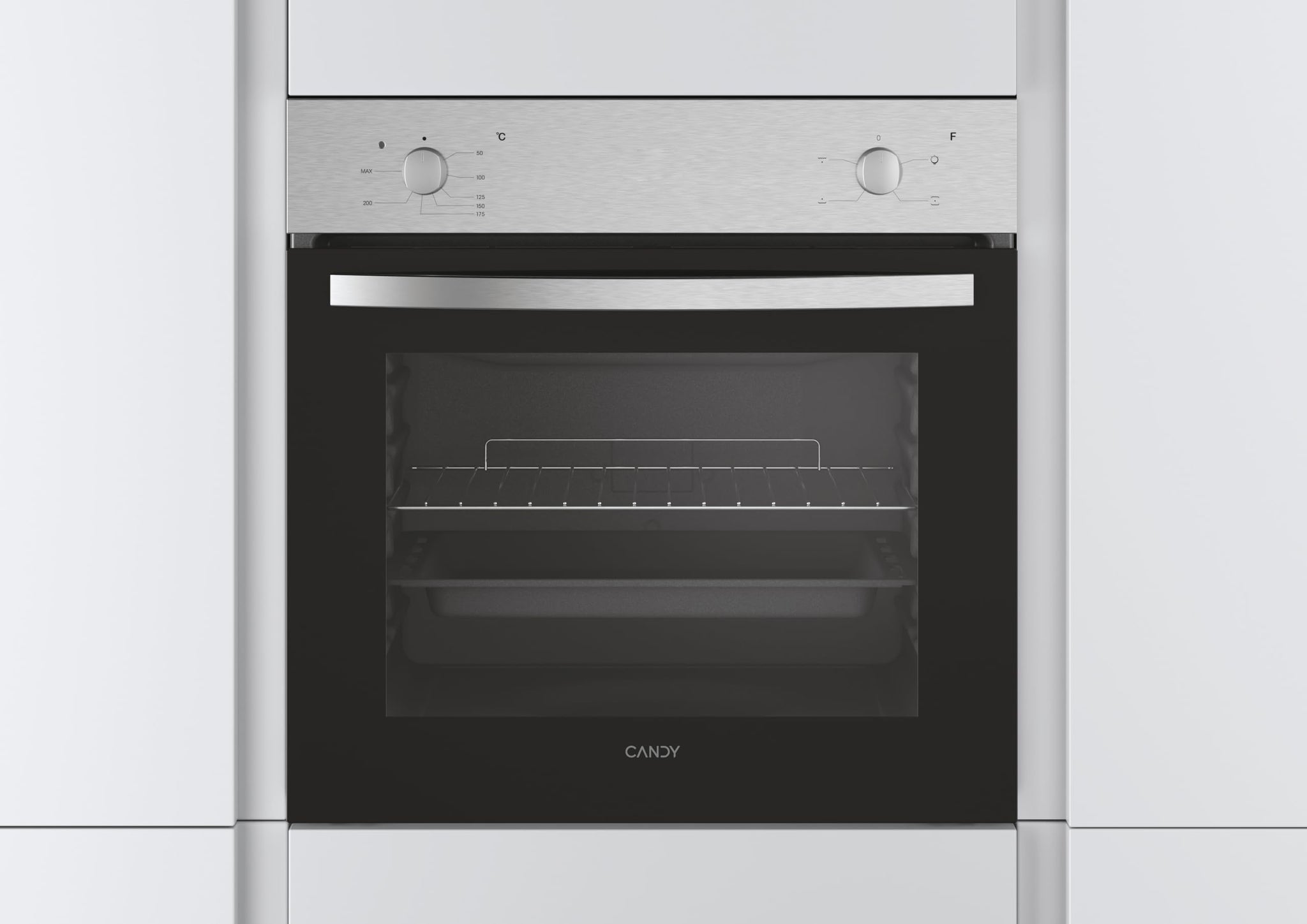 Candy FCS 100 X/E Forno Elettrico da Incasso, Statico, Capacità 70 Litri, Funzione Grill, 4 Programmi, 56.8x59.5x59.5 cm, Inox, Classe A