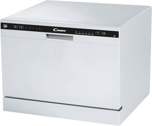 Candy Posable CDCP 6 Mini Lavastoviglie da Tavolo, 6 Coperti, 6 Programmi, Ciclo Eco, Partenza Ritardata, Classe F, 55x50xx43,8 cm, Bianco