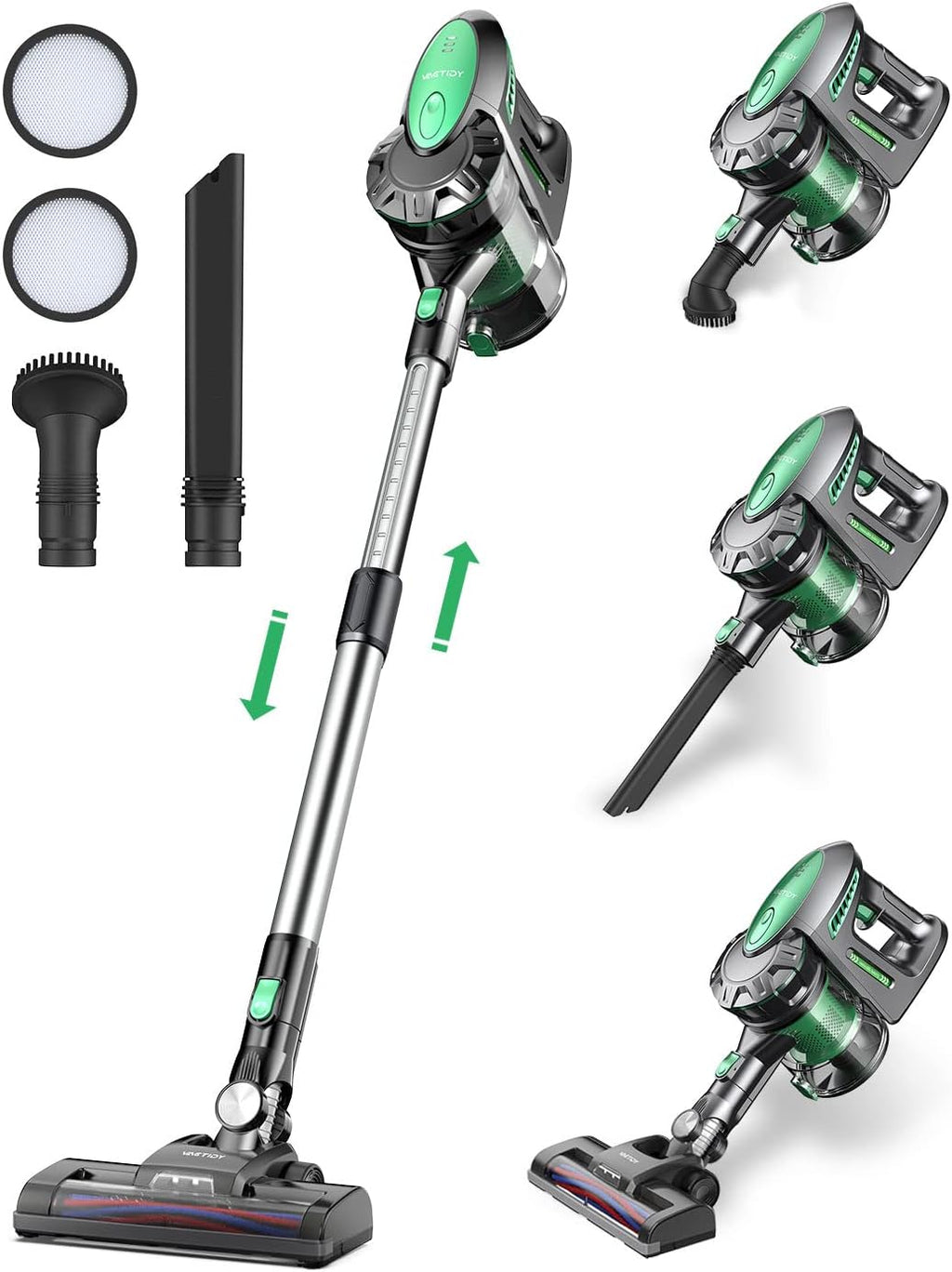 Vactidy Aspirapolvere Senza Fili V8,25KPa Scopa Elettrica Senza Fili Potente 4 in 1, Aspirapolvere Portatile Ultra-leggero, Autonomia 35 Min con Batteria Rimovibile