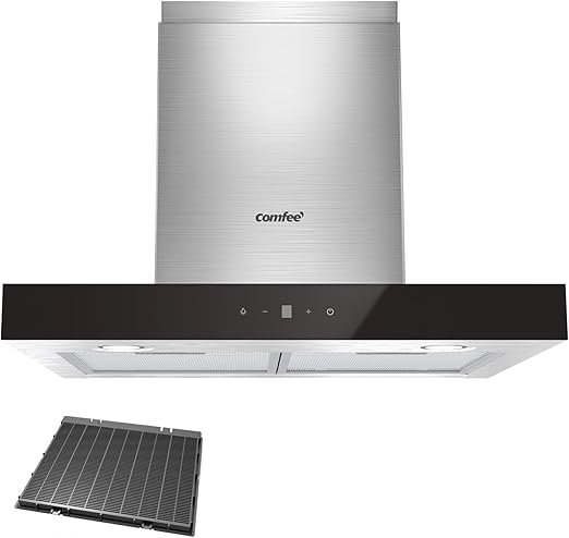 COMFEE' Cappa Aspirante 60 cm Classe A+++ TSHM77SS-60 650m³/h Acciaio Inossidabile Cappa Cucina con LED, Sistema di Ricircolo e Canalizzazione e Ciltri a Carbone