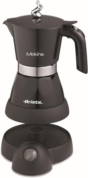 Ariete 1358 Moka Aroma - Moka elettrica 2/4 tazze - Autospegnimento - Mantenimento temperatura per 30' - 400 Watt - Nero