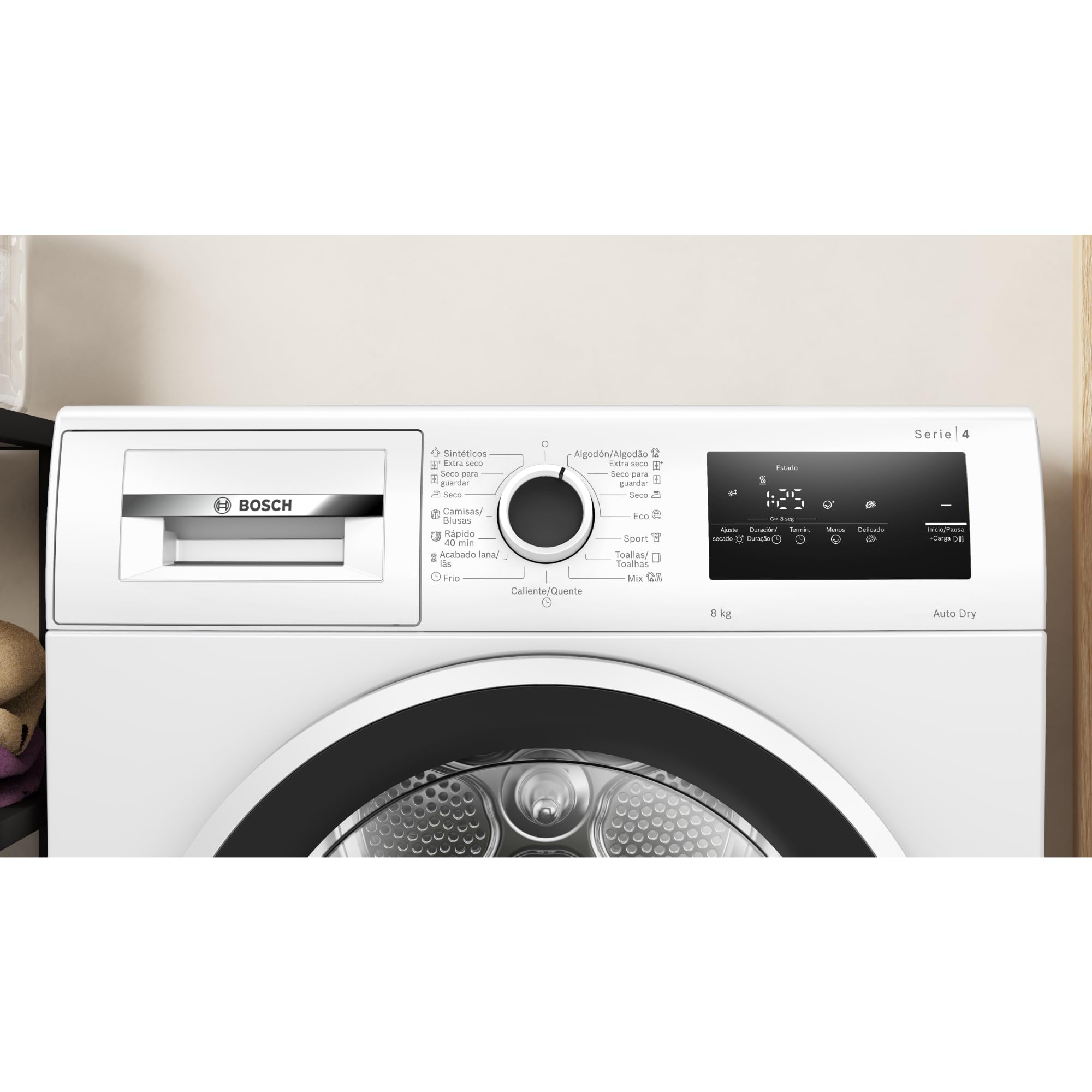 Bosch - Asciugatrice con pompa di calore, 8 kg, serie 4, Easy Clean, AutoDry, Antirughe, Bianco, WTR85V00ES