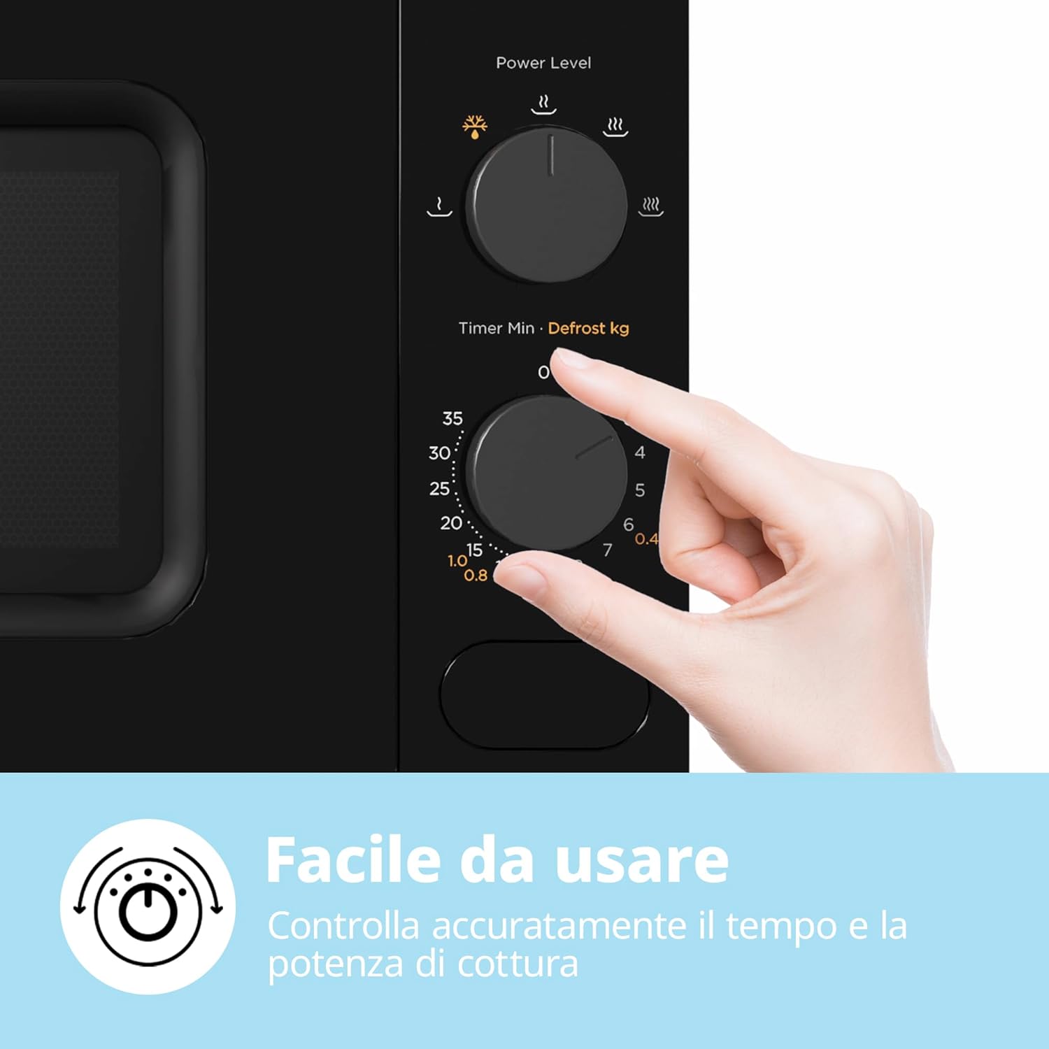 COMFEE' Forno a Microonde Nero, 20 Litri, 700 W, 5 Livelli di Potenza, Funzione di Scongelamento Rapido, Timer Manuale, Design Compatto-CM-M202CC(BK)