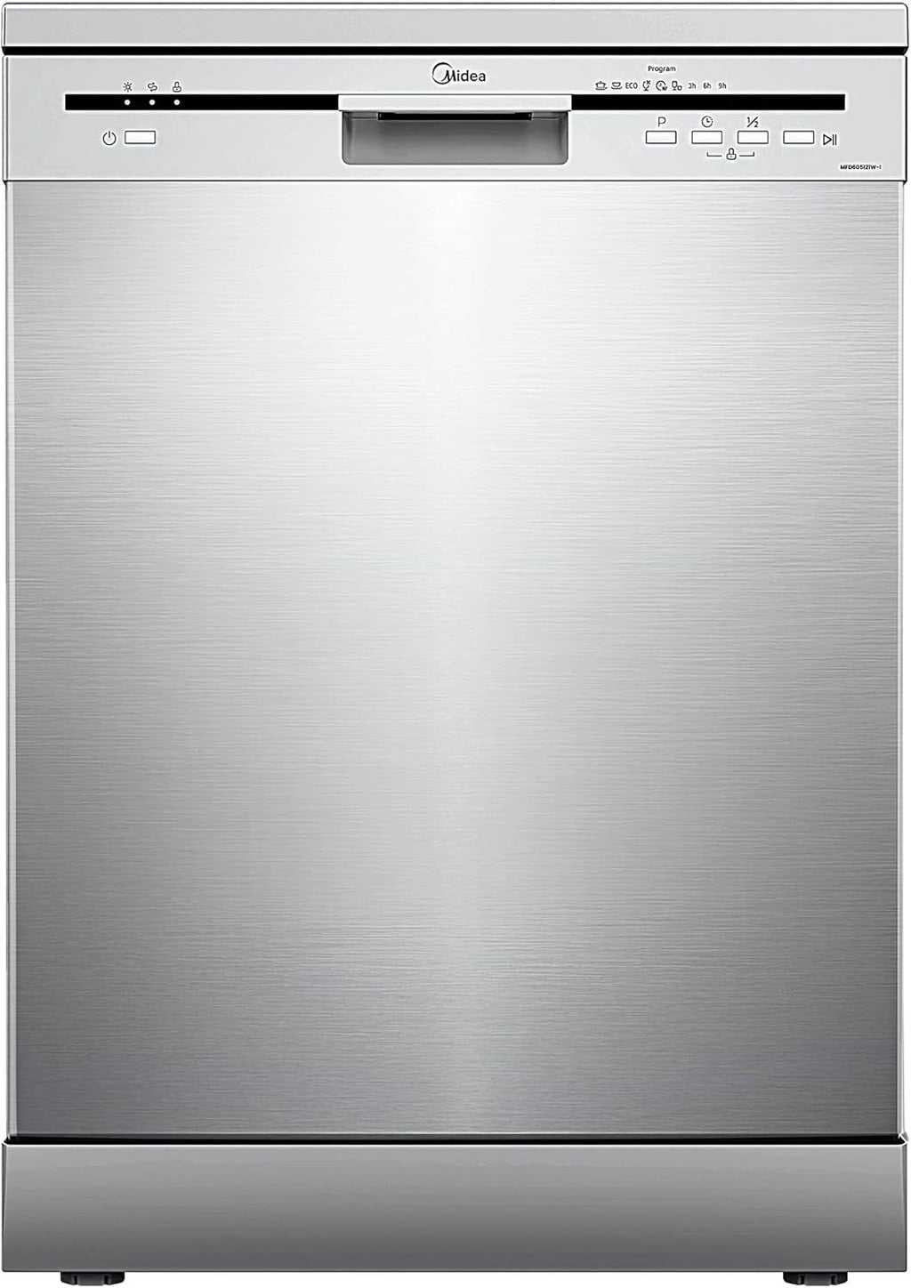 Midea MFD60S121X-IT Lavastoviglie Libera Installazione con 12 coperti, 6 Programmi, Partenza Ritardata, Funzione di Mezzo Carico, 60 cm - Inox