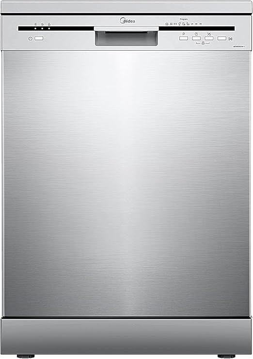 Midea MFD60S121X-IT Lavastoviglie Libera Installazione con 12 coperti, 6 Programmi, Partenza Ritardata, Funzione di Mezzo Carico, 60 cm - Inox