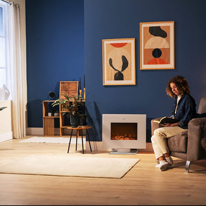 Cecotec Cheminée électrique Ready Warm 2200 Curved Flames. 2000W, 22", 2 niveaux de puissance, 20m2, Télécommande, Panneau curve en verre templé (35", Nero | Telecomando)
