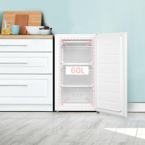 COMFEE' RCU60WH2(E) 60L Congelatore Verticale, Monoporta, Temperatura Regolabile, Porta Reversibile, Silenzioso, Libera Installazione, Bianco