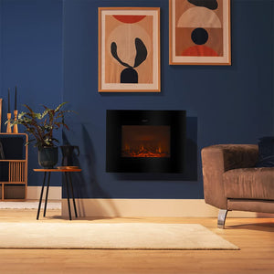 Cecotec Cheminée électrique Ready Warm 2200 Curved Flames. 2000W, 22", 2 niveaux de puissance, 20m2, Télécommande, Panneau curve en verre templé (35", Nero | Telecomando)