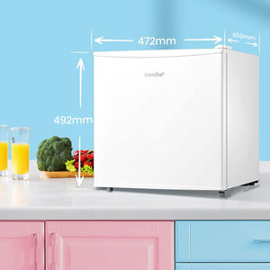 COMFEE' RCD50WH2(E) - Mini frigo bar, Frigorifero piccolo, Silenzioso, Mono porta, Per applicazioni in Hotel, Casa, Ufficio, 43L, Bianco, ‎47.2 x 45 x 49.2 cm
