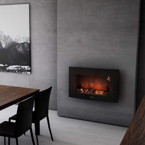 Cecotec Cheminée électrique Ready Warm 2200 Curved Flames. 2000W, 22", 2 niveaux de puissance, 20m2, Télécommande, Panneau curve en verre templé (35", Nero | Telecomando)
