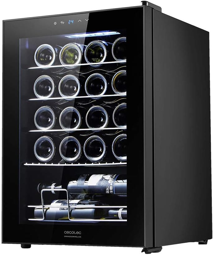 Cecotec Cantinetta Vino GrandSommelier 20000 Nero Compressore, 20 Bottiglie, Compressore, Alte Prestazioni assicurate, Temperatura Regolabile, Luce Interna