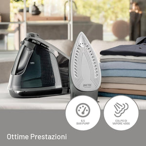 Imetec Energy Vapor, Ferro da Stiro con Generatore di Vapore, 6.5 BAR Pump, Colpo Vapore 400 g, 2400 W, Piastra Fluid Ceramic, Bloccaferro, Autospegnimento, Dispositivo di Pulizia, Tecnologia ECO