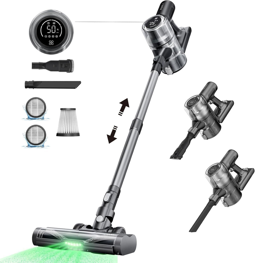 Proscenic P13 Aspirapolvere Senza Fili 550W/45KPA, Scopa Elettrica Senza Fili Potente con Antigroviglio, Autonomia Max 45min, 1,2L Aspirapolvere Senza Filo per Pavimenti/Tappeti/Peli Animali