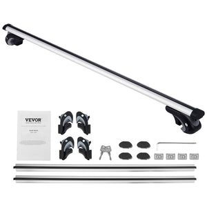VEVOR Barre Trasversali Universali per Portapacchi in Alluminio 120 cm, Adatte per Barre Laterali Rialzate, Capacità di Carico di 90 kg, Barre Trasversali con Serrature, per SUV, Berline e Furgoni