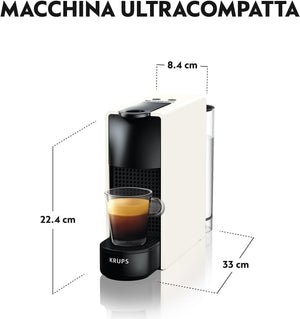 Nespresso Essenza Mini XN1101, Macchina da Caffè Krups, 2 Lunghezze, Eco Mode, Bianco
