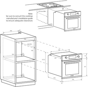 Candy Idea Forno Elettrico da Incasso Ventilato, 70 Litri, Classe A, 4 Modalità di Cottura, Facile da Pulire, Controllo tramite App hOn, 59,5 x 59,5 x 56,8 cm, Bianco - FIDC B100
