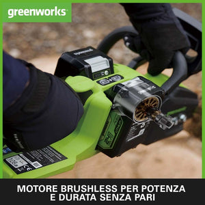 Greenworks 48V(2x24V) Motosega a Batteria con Motore Brushless, Lunghezza Barra 14 Pollice (35cm), Velocità Catena 20m/s, con due 4Ah e Caricabatterie Gemello, Garanzia 3 Anni-GD24X2CS36K4X
