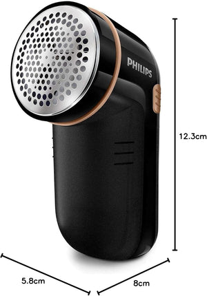 Philips Accessori Stiro Levapelucchi Alimentazione a Batteria, Contenitore Pelucchi Removibile, Spazzolina per la Pulizia, Schwarz/Gold