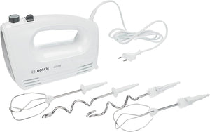 Bosch CleverMixx - Sbattitore Elettrico con Ciotola da 3 L a Rotazione Automatica, 400 W, 4 Velocità e Turbo, Fruste e Ganci in Acciaio Inox per Impasti Morbidi e Duri