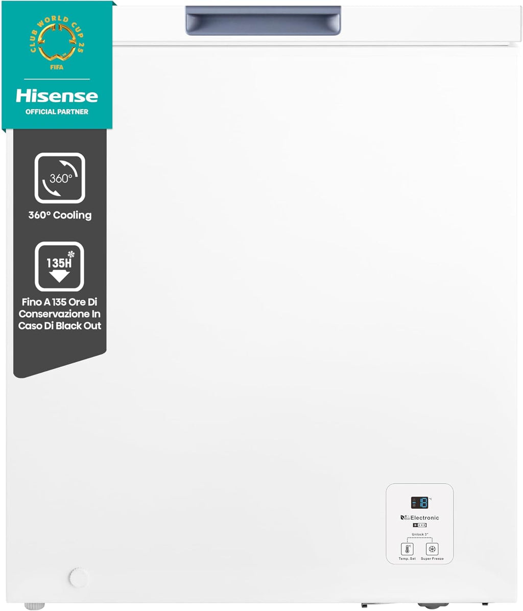 Hisense MCF141E Congelatore a pozzo, illuminazione Led, super silenzioso 40 db, 142L, classe E