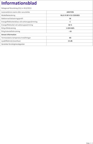 Ariston Scaldabagno Elettrico Blu1 R 80 Litri, 1,5K EU