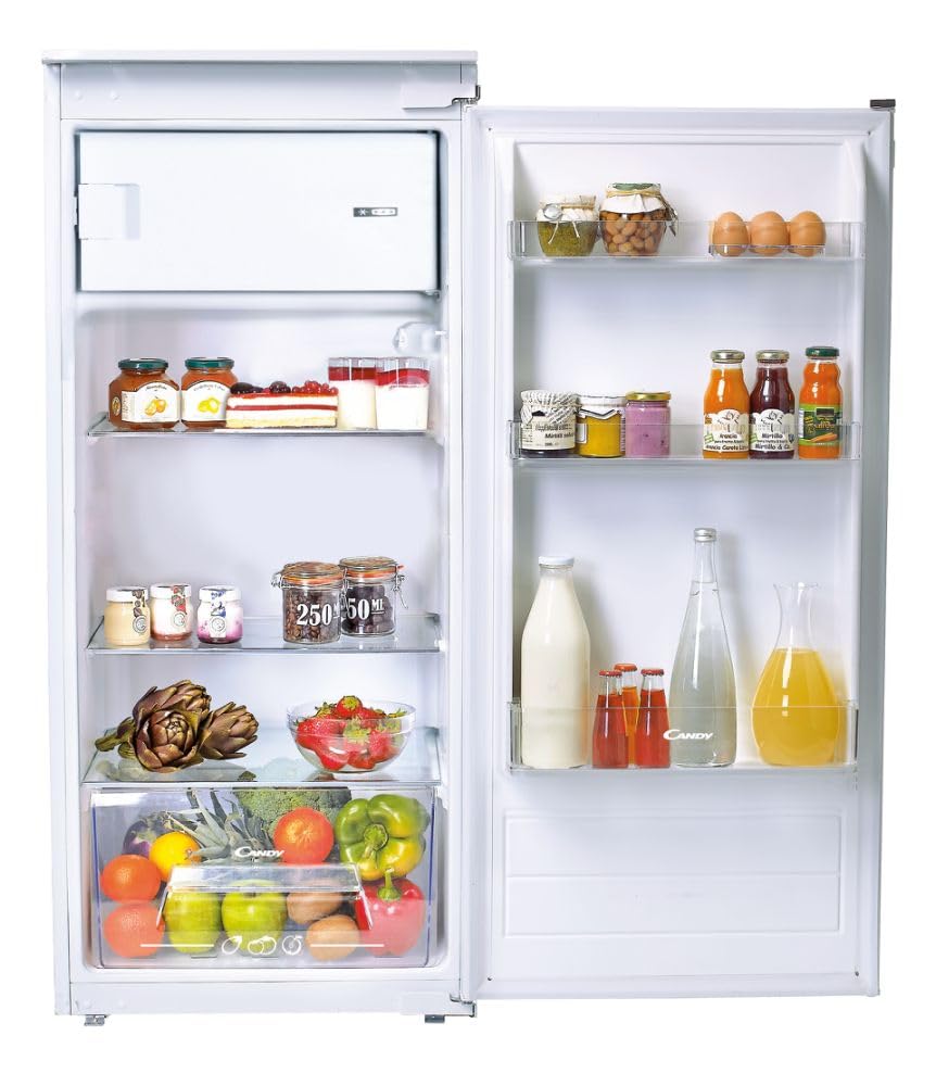 Candy CIO 225 EE/N Frigorifero da incasso con congelatore, porta a traino, 122 cm, 163 litri, frigorifero 147 litri, congelatore 16 litri, 1 cassetto per verdure, 3 ripiani in vetro