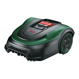 Bosch Home and Garden Indego S+ 500 robot lawnmower (with 18V battery and app function, charging station included, cutting width 19 cm, for lawns up to 500 m², in box), black, green