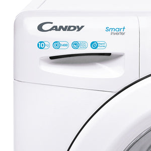 Candy Smart Inverter Lavatrice 10 kg, Libera Installazione, Carica Frontale, Classe A, 1400 Giri, 16 Programmi, Cicli Rapidi, Partenza Ritardata, 60 x 58 x 85 cm, Bianca - CS 1410TXME/1-S