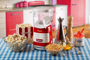Ariete 2956, Pop Corn Party Time, Macchina per Pop Corn, Scoppia 60gr di Mais per Pop Corn in 2 minuti con Aria Calda, Senza Grassi, 1000 Watt, Rosso