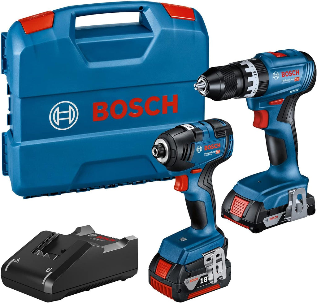 Bosch Professional Kit GDR 18V-200 + GSB 18V-45 (incl. 1 batteria 2.0 Ah, 1 batteria 4.0 Ah, caricabatteria GAL 18V-40, in L-Case) - Set Amazon Exclusive
