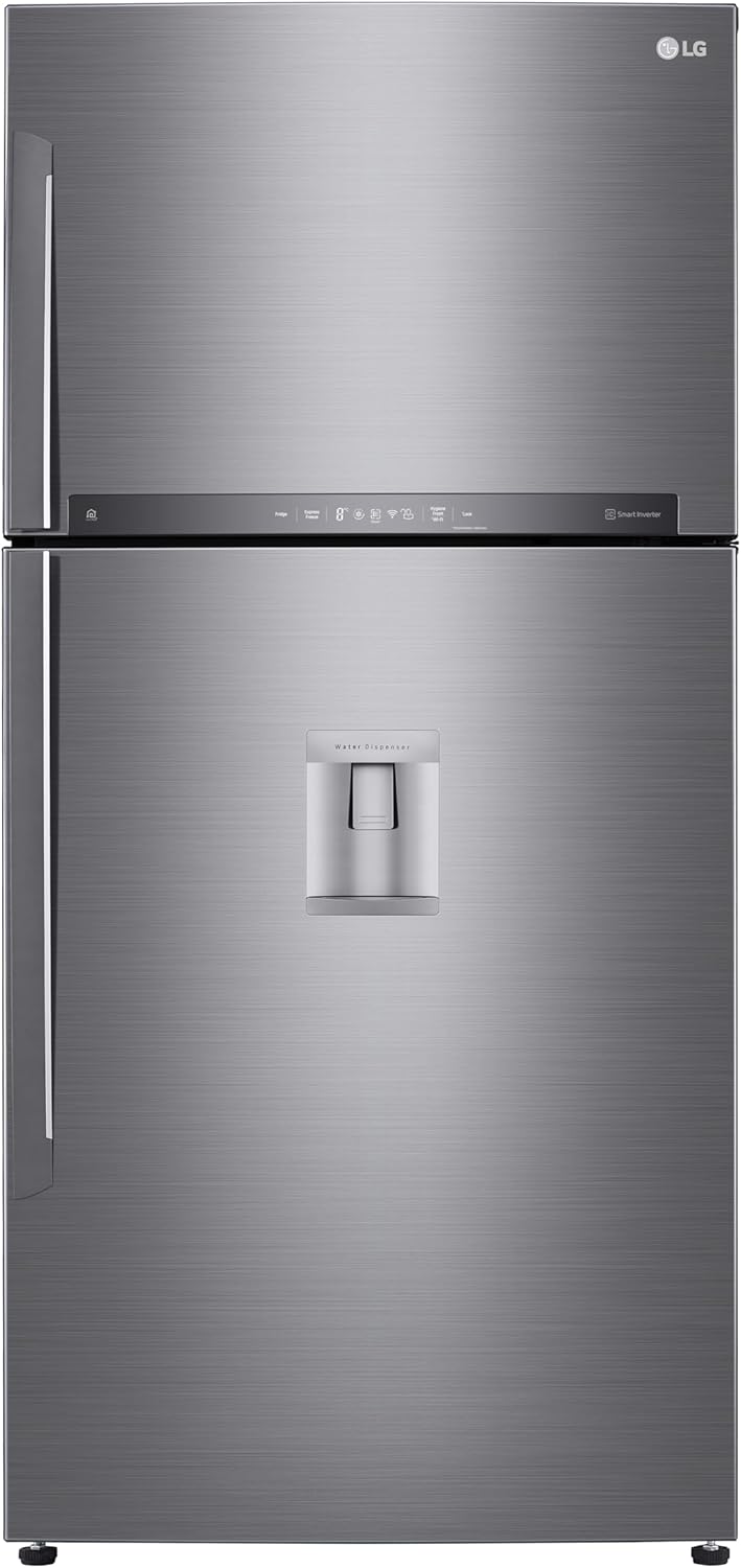 LG GTF916PZPED Frigorifero Doppia Porta, Classe E, 592l, Connettività Wi-fi Con App Thinq, Door Cooling, Gestione Umidità, Frigorifero Con Dispenser Acqua, Inox
