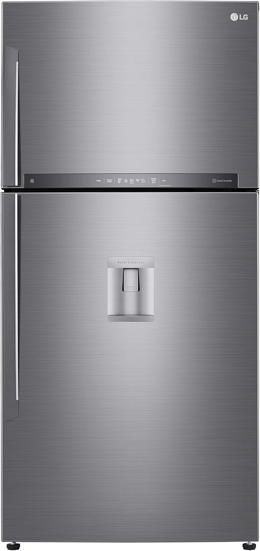 LG GTF916PZPED Frigorifero Doppia Porta, Classe E, 592l, Connettività Wi-fi Con App Thinq, Door Cooling, Gestione Umidità, Frigorifero Con Dispenser Acqua, Inox