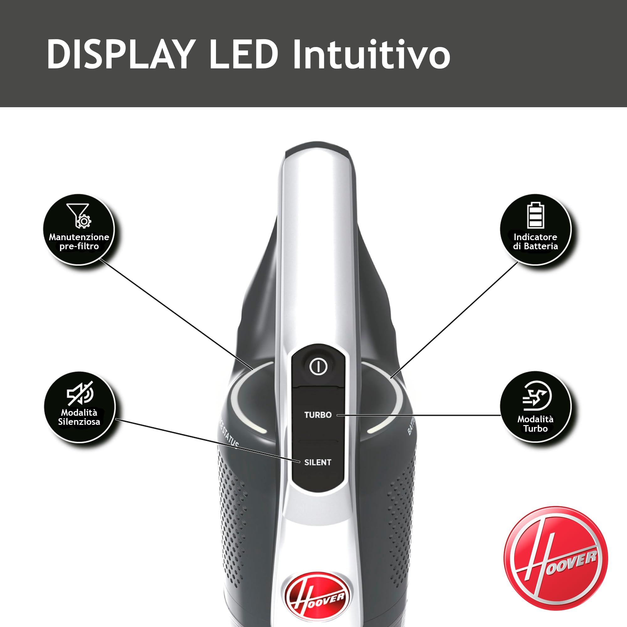 Hoover HF500 HF522STP 011 Aspirapolvere Senza Filo, Senza Sacco, 0,45 L, Autonomia 45 Min, Spazzola Antigroviglio, Mini Turbo Spazzola Animali, Blu
