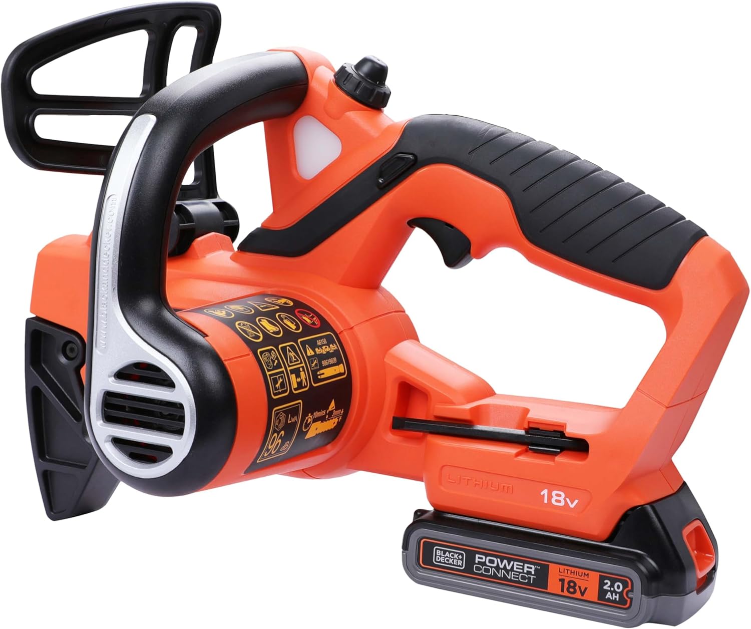BLACK+DECKER, Elettrosega A Batteria Litio, Fino A 20 Cm Di Taglio, 18 V, 2.0 Ah, Nero Arancione. GKC1820L20-QW