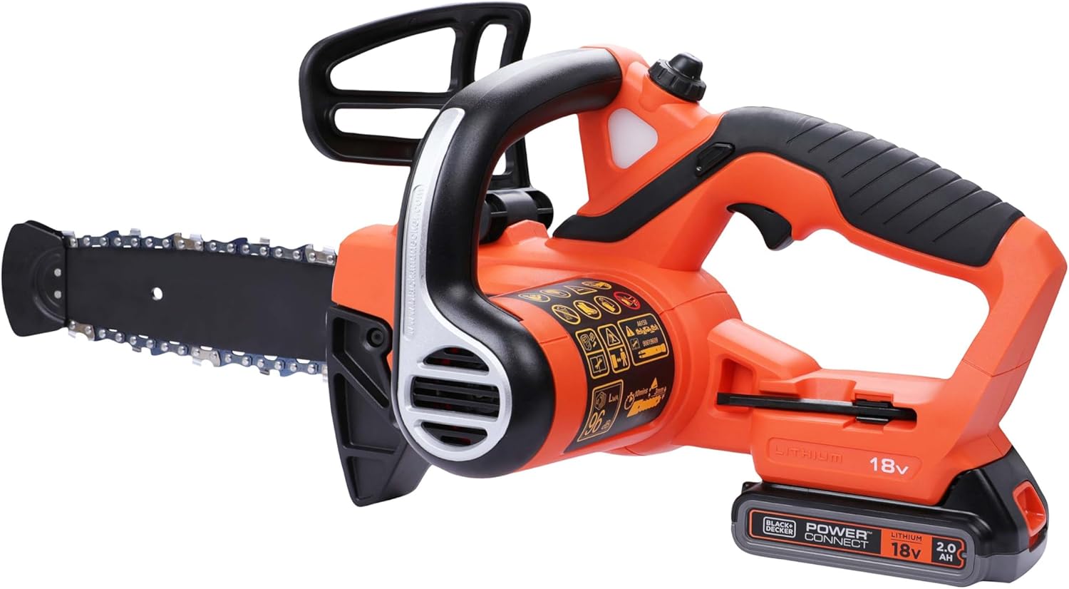 BLACK+DECKER, Elettrosega A Batteria Litio, Fino A 20 Cm Di Taglio, 18 V, 2.0 Ah, Nero Arancione. GKC1820L20-QW