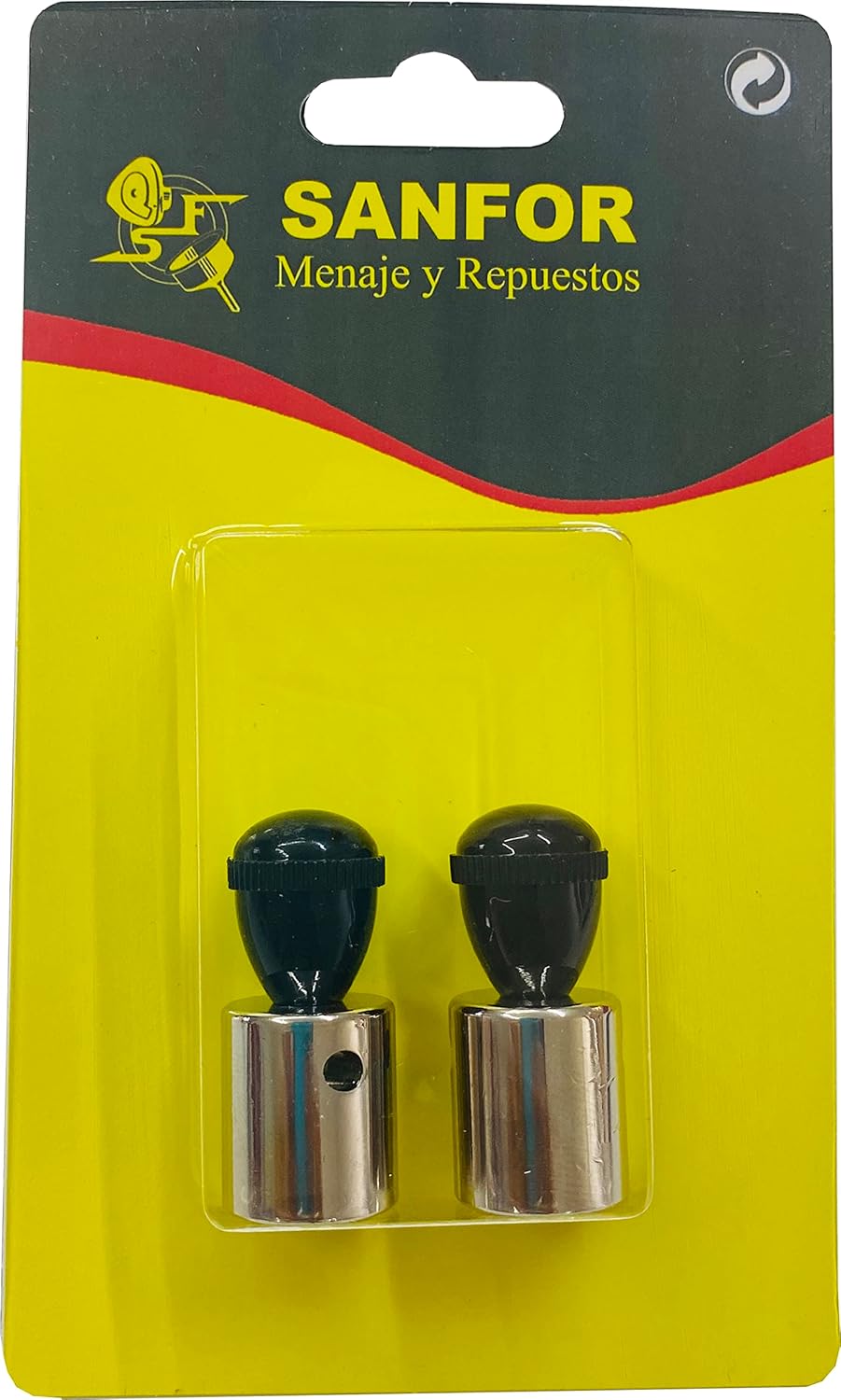 Sanfor | Valvola di sicurezza Pentola a pressione Pack 2 pezzi | Ricambio adattabile MAGEFESA Pentola Rapida | Acciaio | 3,7 x 1,7 x 1,7 cm