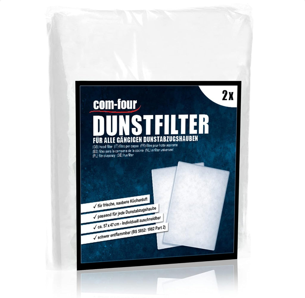 COM-FOUR® 2x filtro per cappa aspirante tagliabile su misura - filtro per cappa aspirante universalmente applicabile - inserto filtro aspirante - tappetino filtrante antigrasso (2 pezzi)