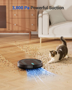Proscenic 850T Robot Aspirapolvere Lavapavimenti, Aspirazione Potenza 3000Pa Controllo Siri & IFTTT & APP & Alexa, Serbatoio Acqua Elettrico 2-In-1 per Pulizia Domestica/Capelli/Polvere/Lavapavimenti