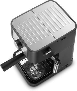 De'Longhi EC260.BK Macchina da Caffè Per Polvere o in Cialde E.S.E., Sistema Latte Manuale, Facile da usare, Serbatoio Estraibile da 1.1 L, Caldaia acciaio inox