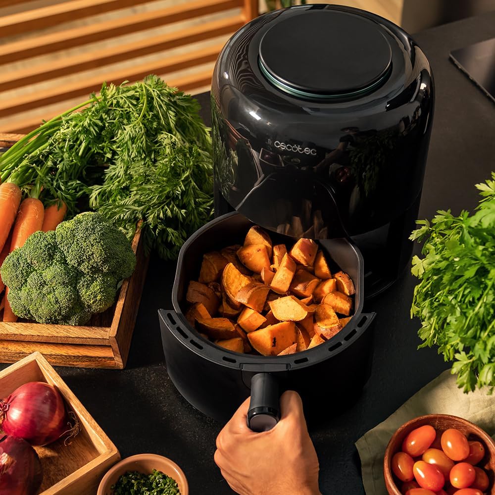 Cecotec Friggitrice ad Aria Cecofry Pixel 2500 Touch. Air Fryer 1200W, Capacità 2,5L, 6 Programmi, Controllo Digitale, Timer, Manico Del Corpo e Tocco Freddo, Piedi Antidisdain, Tecnologia PerfectCook