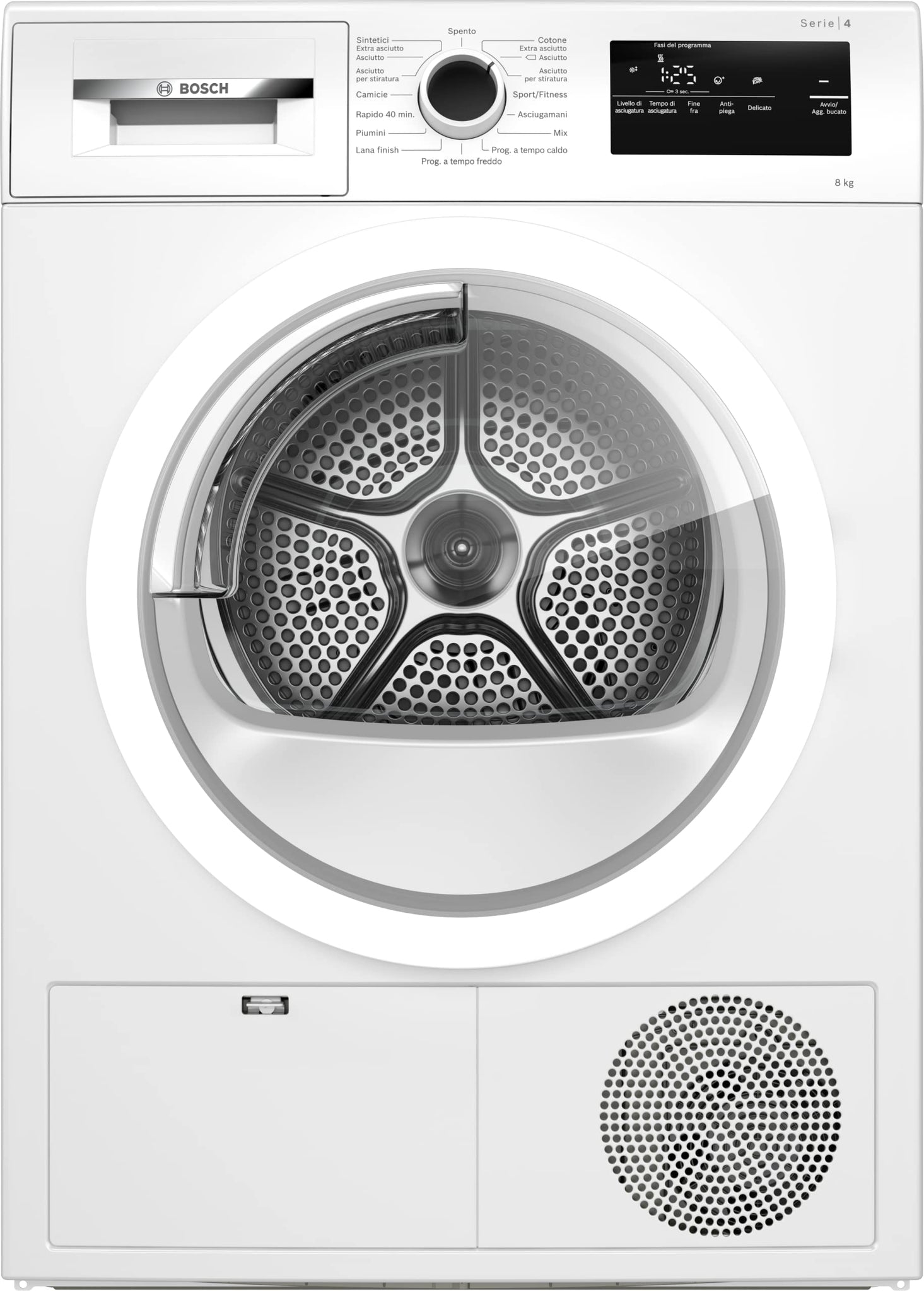 Bosch WTH85V08II Serie 4, Asciugatrice a pompa di calore, capacità 8 kg, EasyClean, Auto Dry, Programma Rapido