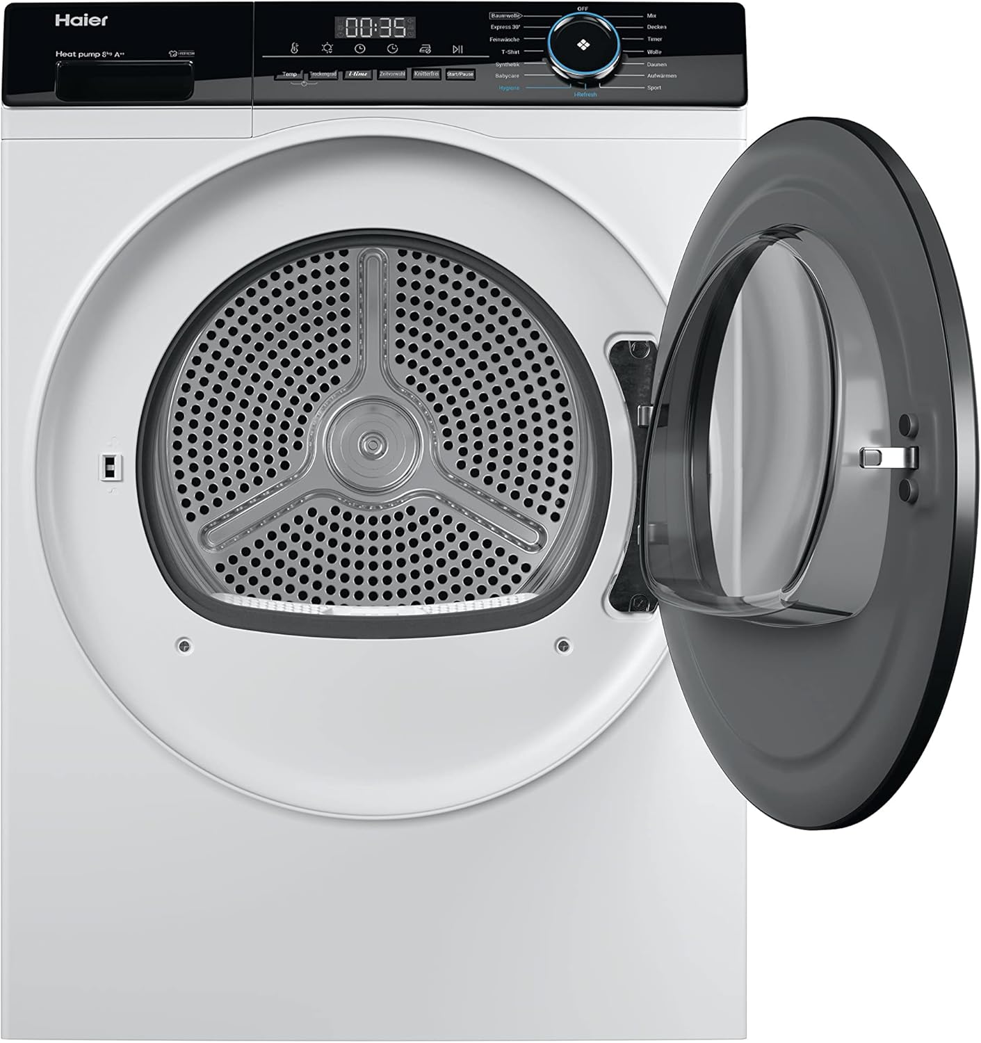 Haier I-PRO Serie 3 HD80-A2939 - Asciugatrice a pompa di calore, 8 kg/A++, motore inverter, 3 livelli di asciugatura selezionabili, tamburo in acciaio inox, programma di vapore I-Refresh