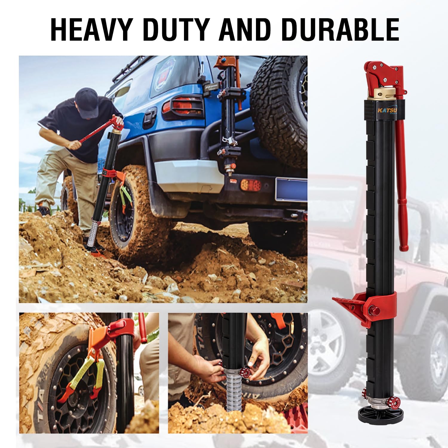 KATSU Farm Jack Heavy Duty 48" 1200 mm 3,5 Ton Capacità di Carico Offroad Martinetto Cricchetto ad Alto Sollevamento Cric Fuoristrada per ATV 4x4 Trattori Camion 161195