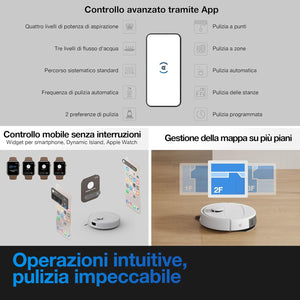 ECOVACS DEEBOT N20e Plus Robot Aspirapolvere, 10000 Pa, Pulizia Senza Sforzo per 45 Giorni, Spazzola Antigroviglio, Durata 350 min, Arrampicata da 20 mm