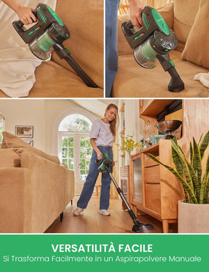 Vactidy Aspirapolvere Senza Fili V8,25KPa Scopa Elettrica Senza Fili Potente 4 in 1, Aspirapolvere Portatile Ultra-leggero, Autonomia 35 Min con Batteria Rimovibile