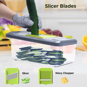 Affettatrice Mandolina per Verdure Multifunzione Tagliaverdure - Taglia Verdure Manuale con 6 Lame, Frutta Cipolla Patate Cubetti Julienne, Mandolina per Verdure Regolabile